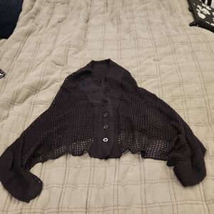 Elegant Black Open-Knit Shrug